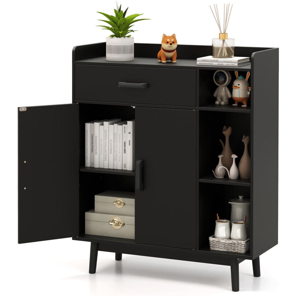 Casart Wooden Bookcase Shelf Display Storage Unit Organiser Cupboard-Black