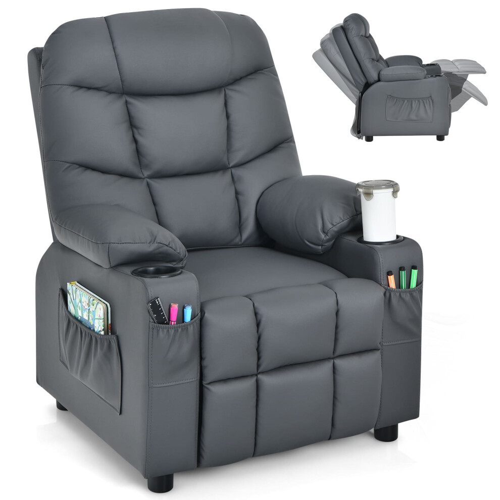 Kids Youth Recliner Chair Toddler Upholstered Lounge Recliner-Grey