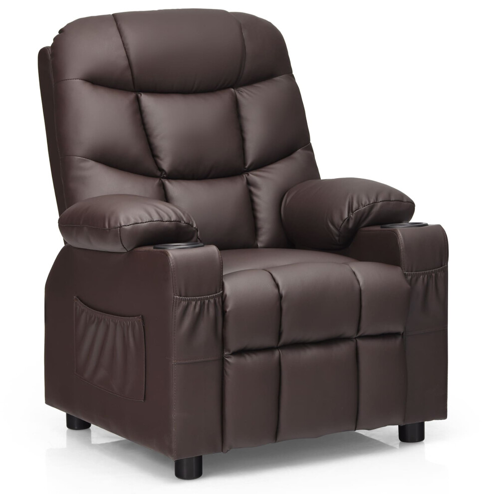 Kids Youth Recliner Chair Toddler Upholstered Lounge Recliner-Coffee