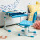 Casart Height Adjustable Kids Study Table and Chair Set with Tilting Tabletop-Blue 5