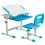 Casart Height Adjustable Kids Study Table and Chair Set with Tilting Tabletop-Blue 1