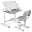 Casart Height Adjustable Kids Study Table and Chair Set with Tilting Tabletop-Grey 1