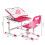 Casart Height Adjustable Kids Study Table and Chair Set with Tilting Tabletop-Pink 1