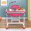 Casart Height Adjustable Kids Study Table and Chair Set with Tilting Tabletop-Pink 2