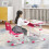 Casart Height Adjustable Kids Study Table and Chair Set with Tilting Tabletop-Pink 5