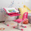 Casart Height Adjustable Kids Study Table and Chair Set with Tilting Tabletop-Pink 9