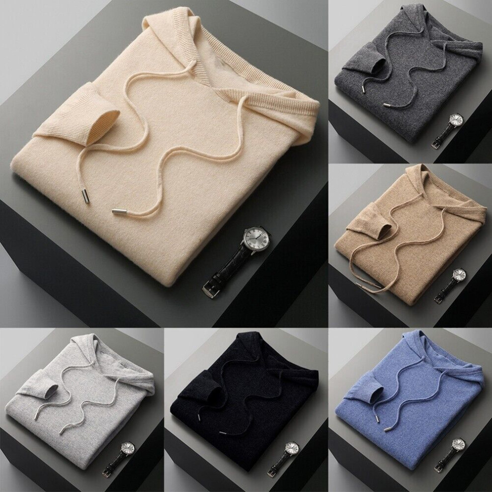 Sweat Ã capuche homme sophistiquÃ pure laine tricotÃ pour les jours froids-Noir-3XL