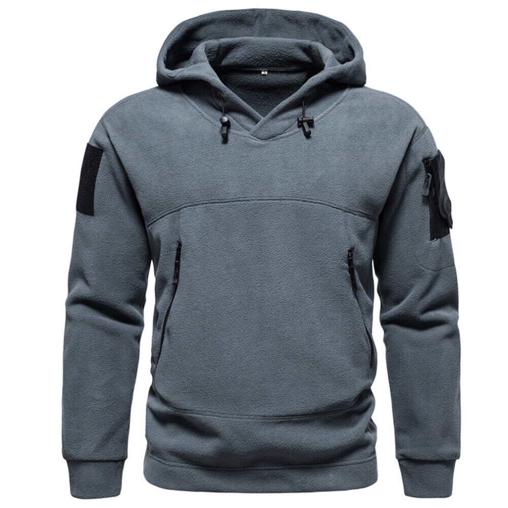 Sweat À Capuche À Col Roulé Et Manches Longues Pour Hommes Pull De Sport D' -Gris-S