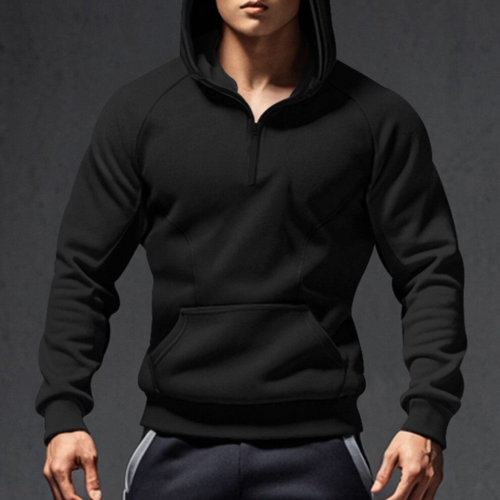 Sweat Ã capuche homme mode velours Ã manches longues pour tenues automne et hi-Noir-XL