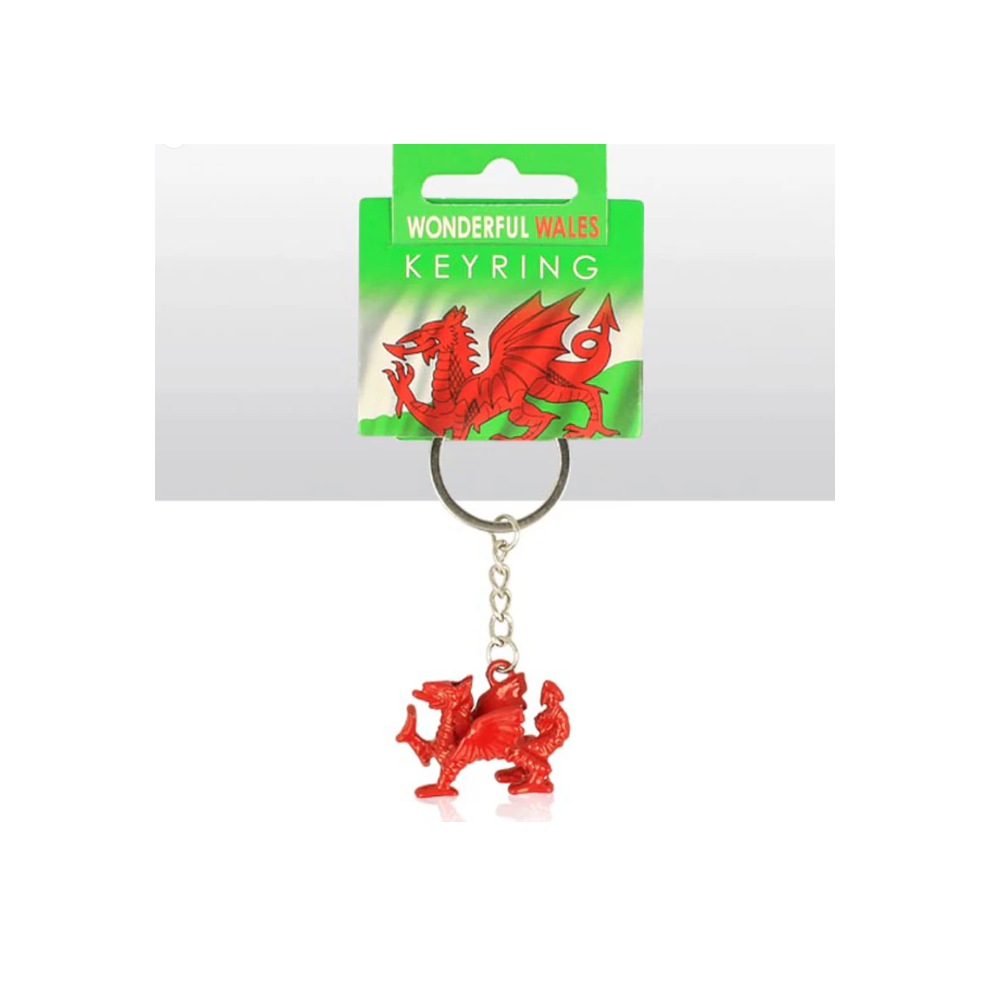 Gimbles® Welsh Wales Dragon Metal Die Cast Keyring For Keys Red
