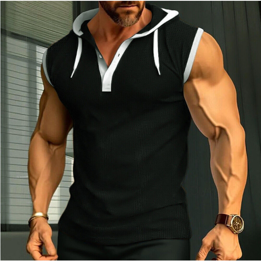 Sweat Ã Capuche Sans Manches Pour Hommes Gilet Ã Capuche Fitness Sport Sweat- &-Noir-M=EUR M