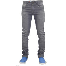 (Grey, 32W x 34L) Mens Slim Fit Denim Jeans Zip Fly Stretch Trousers