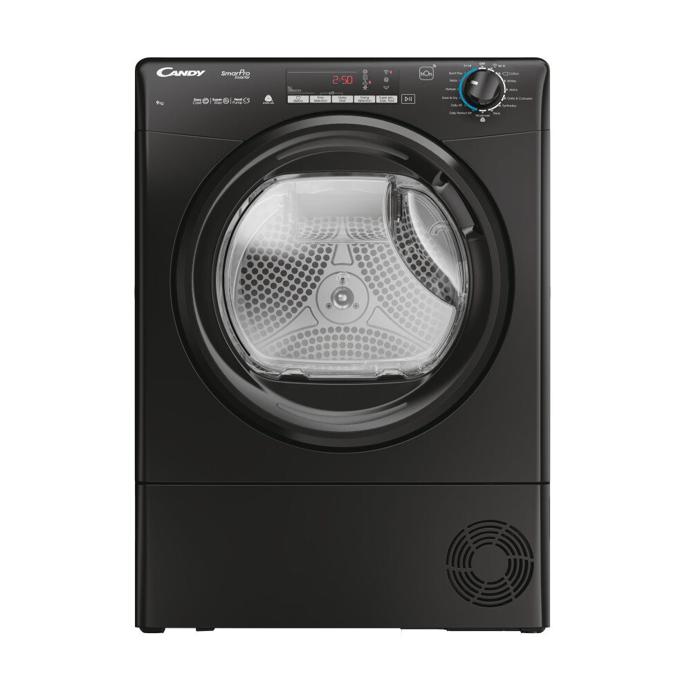 Candy CROEH9A3TBEB Smart Pro 9kg Inverter Heat Pump Black Tumble Dryer