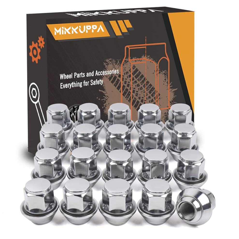 Mikkuppa Store Mikkuppa M12x1.5 Alloy Wheel Nuts - 19Mm Hex Replacement For Ford, Fiesta, Kuga, Alloy Wheels (20Pcs, Chrome)