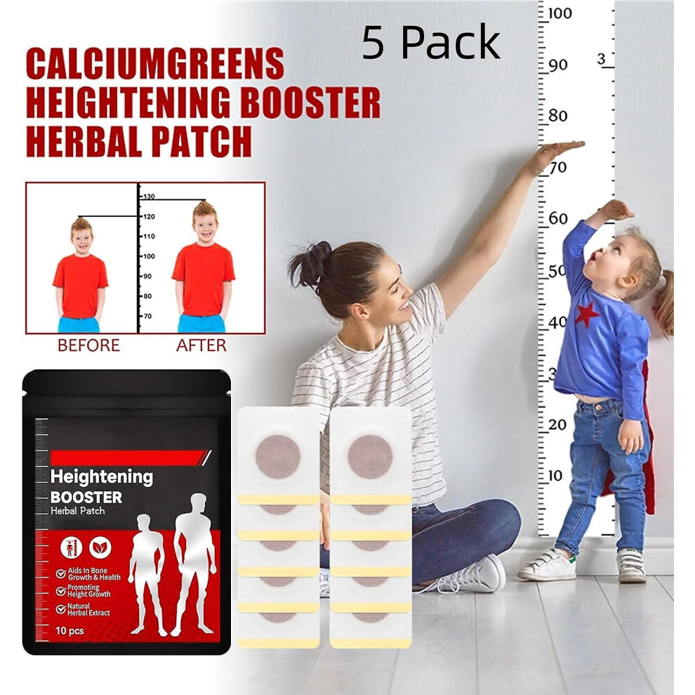 (5 Pack - 50pcs) Height Growth Patches, Peak Height Booster Foot Patches Natural Growth Stimulant For Adolescent Bone Growth, Height Increase Patches