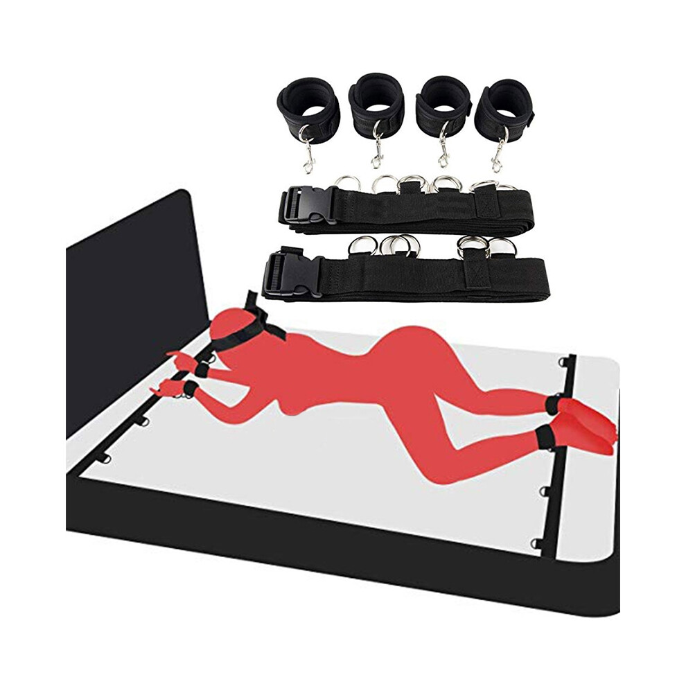 (red) Restraint Set BDSM Bondage Handcuffs & Ankle Cuffs Slave On The Bed Open Leg Flirt Sex Toys For Women Couples Erotic No Vibrator