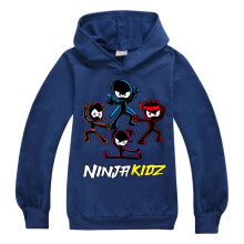 (Navy Blue, 13-14Years) Ninja Kidz Printed Kids Boys Girls Hoodies Long Sleeve Hooded Sweatshirt Pullover Jumper Tops