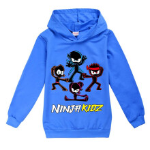 (Blue, 13-14Years) Ninja Kidz Printed Kids Boys Girls Hoodies Long Sleeve Hooded Sweatshirt Pullover Jumper Tops