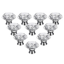 10pcs Door Knob 40mm Crystal Glass Durable Simple Furniture Knob Pull Handle Drawer Knob For Door Cabinet Cupboard