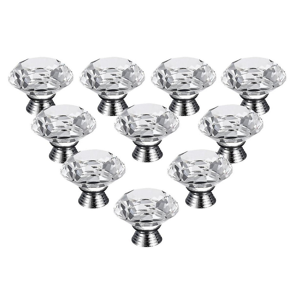 10Pcs Door Knob 40Mm Crystal Glass Durable Simple Furniture Knob Pull Handle Drawer Knob For Door Cabinet Cupboard 8715748757650