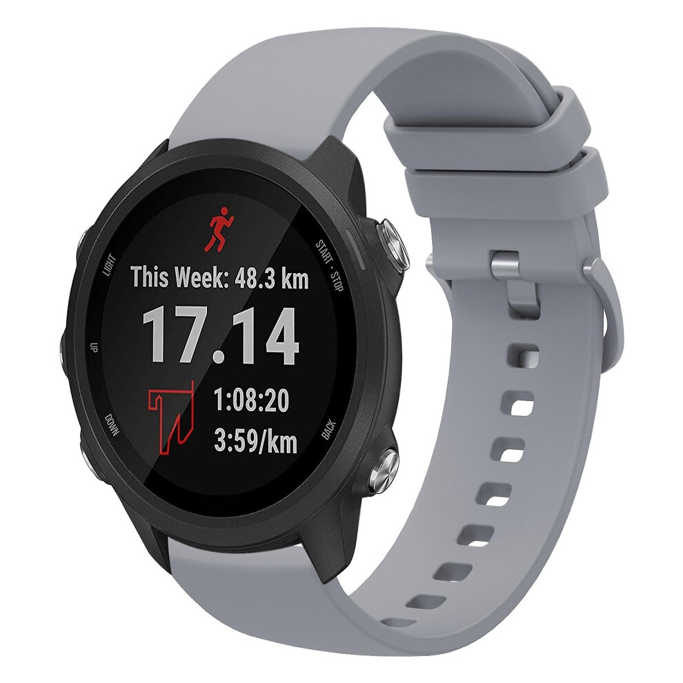 (Grey) Silicone Watch Band For Garmin Forerunner 245 Grey 8715748762678