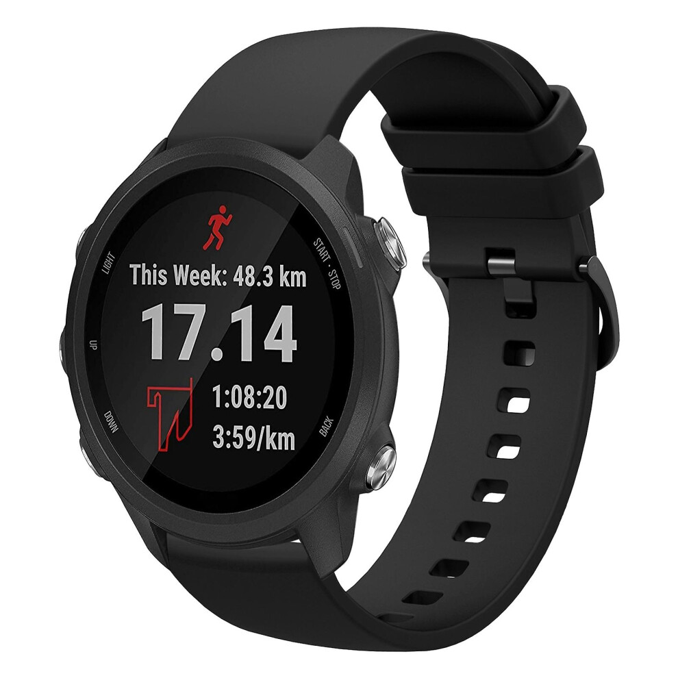 (Black) Silicone Watch Band For Garmin Forerunner 245 Black 8715748762685