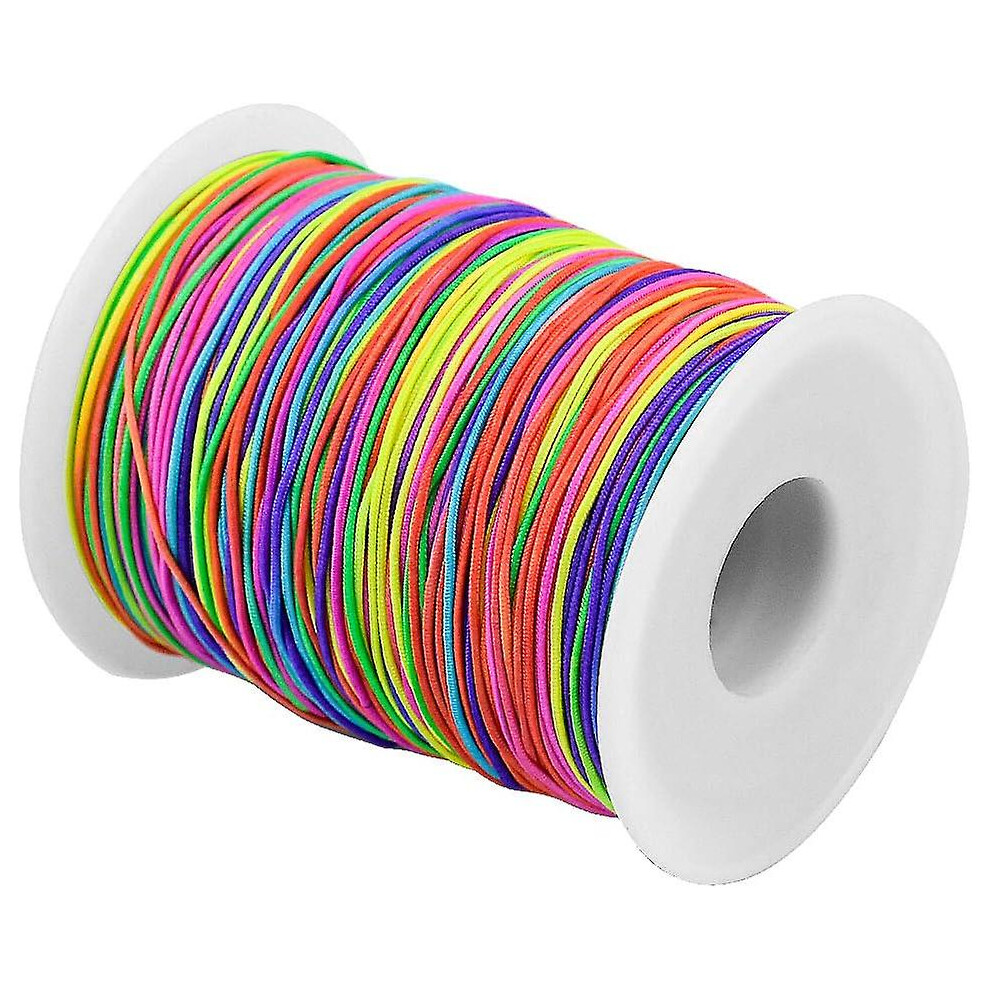 100m Rainbow Color Elastic Cord Stretch Fabric Thread Craft Cord With 1mm Diameter For Necklace, Bracelet, Crafts, Hair Bows, Costume Crafts, Key Chai