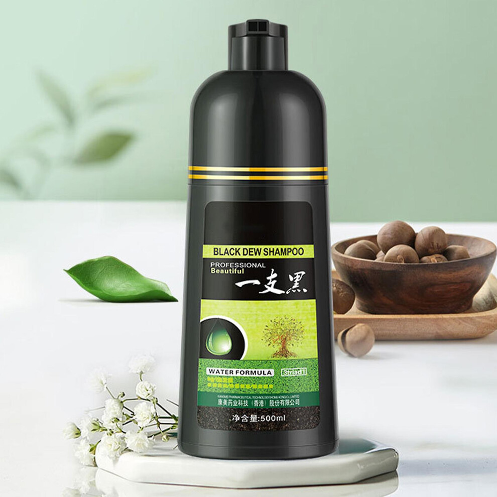 Black 500Ml Dew Shampoo Herbal Shampoo, 3 In 1 Hair Dye Shampoo For Natural Hair Coloring, Hair Color Shampoo For Men And Women