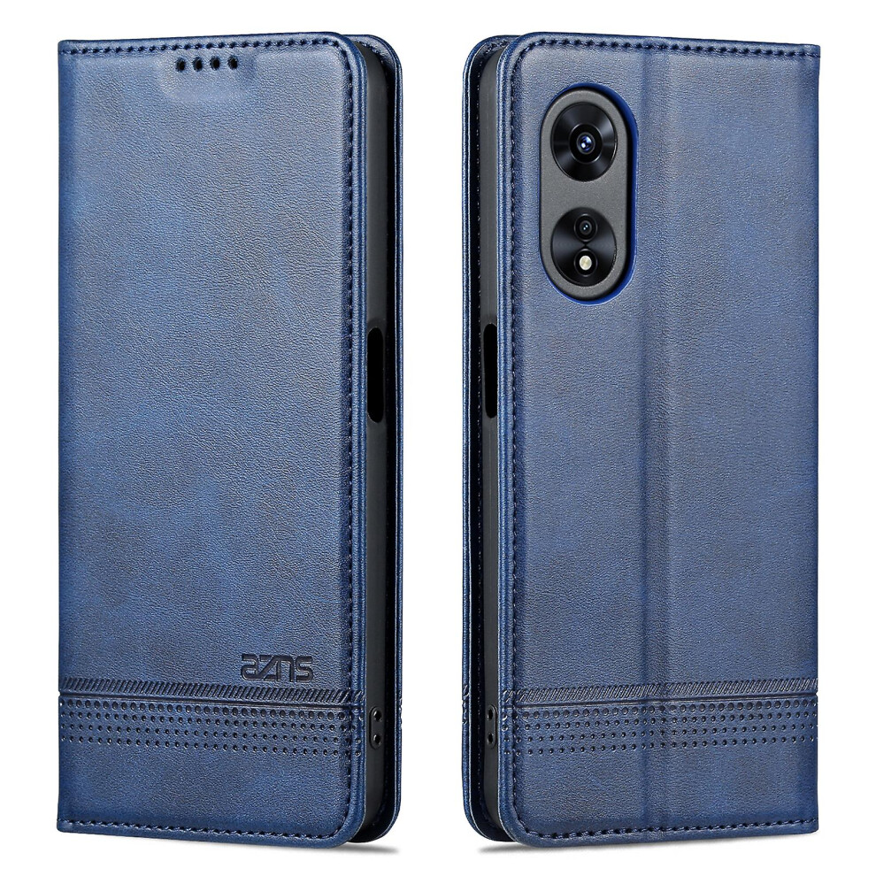 (Blue) Azns For Oppo A58 5G / A58x 5G / A78 5G Anti-Scratch Leather Phone Case Stand Wallet Magnetic Flip Cover Blue 8715748776828