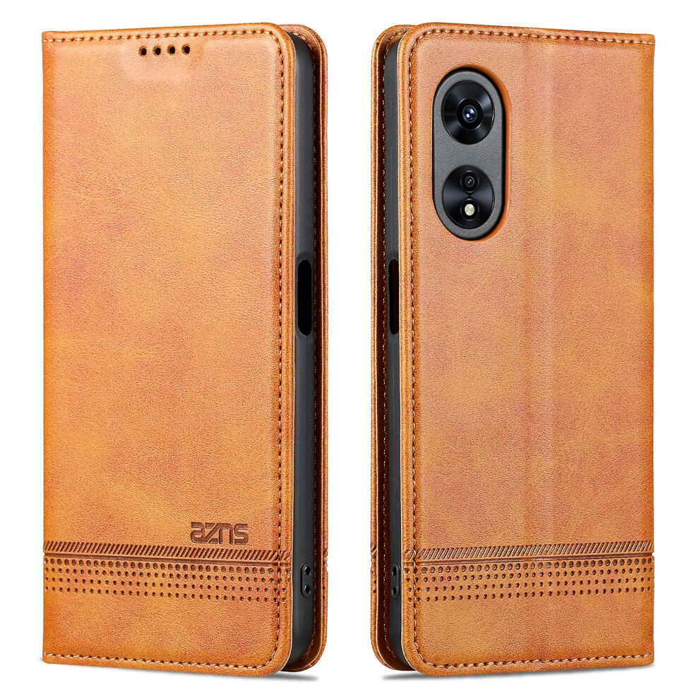 (Brown) Azns For Oppo A58 5G / A58x 5G / A78 5G Anti-Scratch Leather Phone Case Stand Wallet Magnetic Flip Cover Brown 8715748776835
