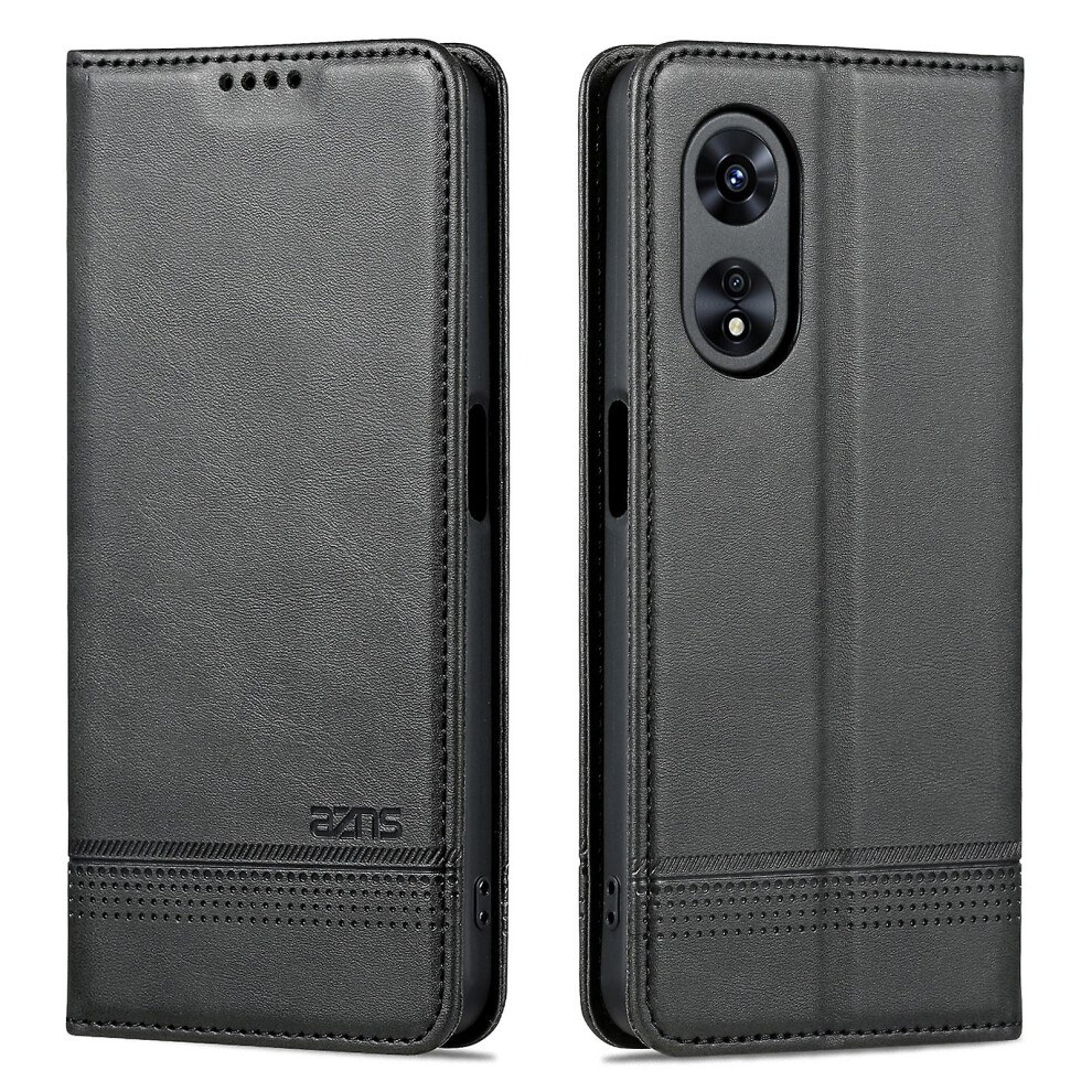 (Black) Azns For Oppo A58 5G / A58x 5G / A78 5G Anti-Scratch Leather Phone Case Stand Wallet Magnetic Flip Cover Black 8715748776873