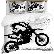 (200x200cm) Kids Boys Motorcycle Duvet Cover Single Size 3d Motorcycle Pattern Decor Bedding Set Ultra Soft Motocross Printed Comforter Cover