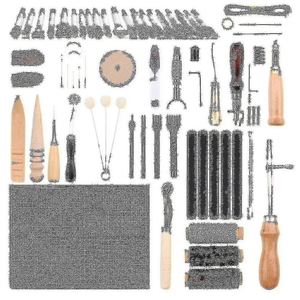 Pro 55pc Leather Craft Hand Tools Kit Stitching Sewing Stamping Punch Carve Work