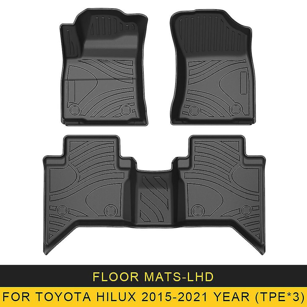 (For Hilux 15-21 Lhd) For Toyota Hilux 2015-2023 Lhd Rhd Auto Car Floor Mats All-Weather Tpe Foot Mats Odorless Pad Tray Mat Interior 8715748788364