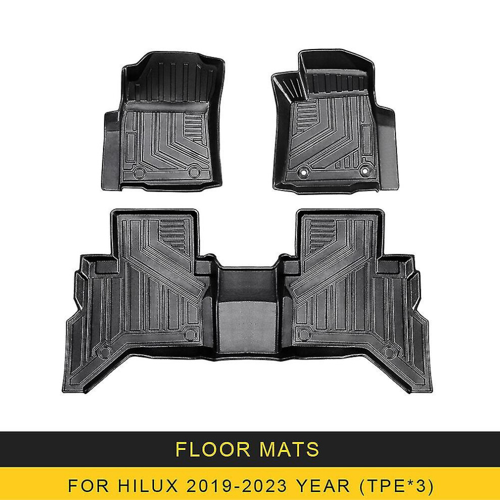 (For Hilux 19-23 Rhd) For Toyota Hilux 2015-2023 Lhd Rhd Auto Car Floor Mats All-Weather Tpe Foot Mats Odorless Pad Tray Mat Interior 8715748788371
