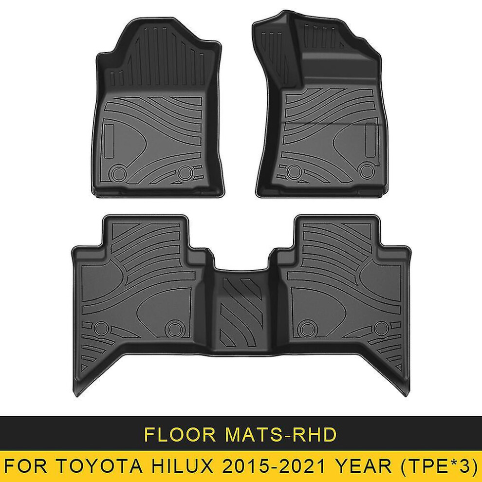 (For Hilux 15-21 Rhd) For Toyota Hilux 2015-2023 Lhd Rhd Auto Car Floor Mats All-Weather Tpe Foot Mats Odorless Pad Tray Mat Interior 8715748788388
