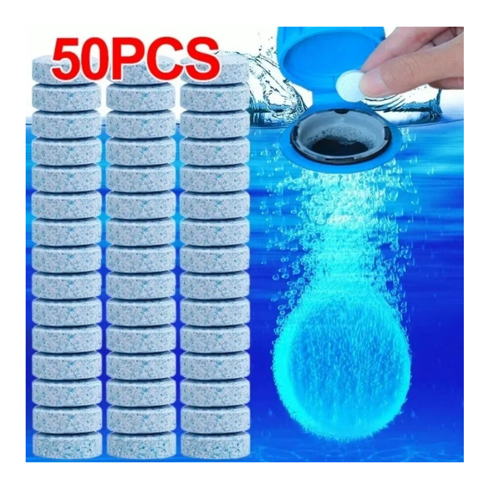 (50Pcs) Car Windshield Glass Concentrated Washer Tablets Car Effervescent Washer Fluid Wiper Glass Solid Cleaning Tablets For Car Window Blue 6929459004718