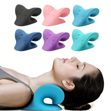 (Pink) Neck Shoulder Stretcher Relaxer Massage Pillow Cervical Chiropractic Traction Device For Pain Relief Cervical Spine Alignment