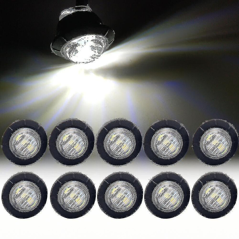 () 10Pcs Universal Side Marker Indicator Led Trailer Lorry Tail Bullet Truck Clearanc White/Light 8792504232118