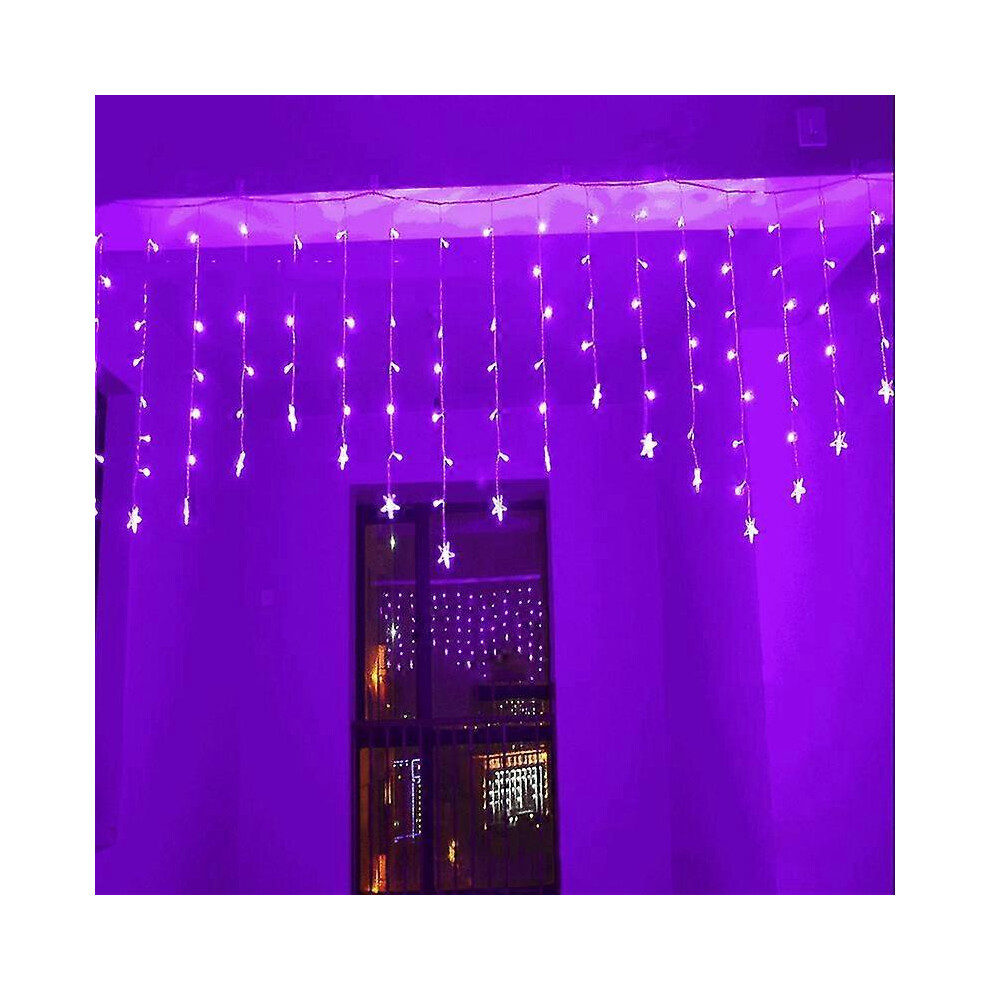 (Purple Star, AU Adapter) Various Shaped Led Curtain String Light Party Garden Colorful Outdoor Lighting Home Decor-image-OPC-PFXHSF6-NEW