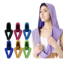 (Fluorescent green) Cold Towel for Hot Weather, Soft & Breathable Sports Towel Cooling Hoodie Towel