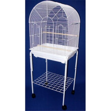 YML 1934-4924WHT Round Top Small Bird Cage with Stand in White