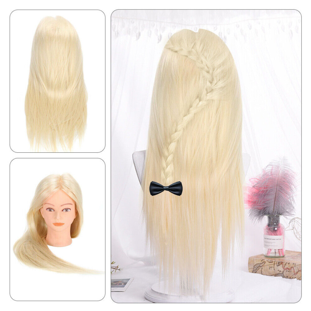 24" Human Hair Salon Hairdressing Training Head Mannequin Doll + Clamp