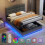 Ottoman 4ft6 Double Bed with LED Lighting, PU Leather, Grey 7