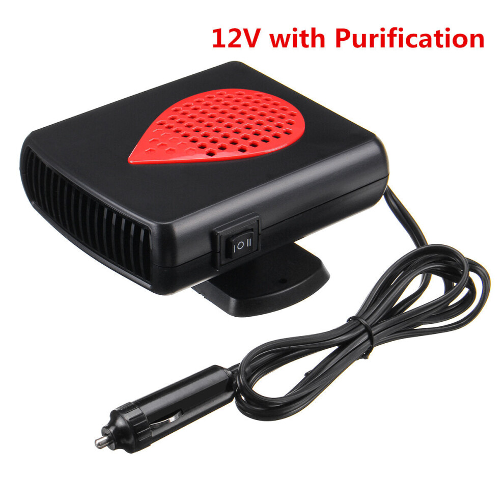 (12V - Upgraded - Red) 12V 24V Car Auto Portable Electric Heater Warmer Cooling Fan Defroster Demister