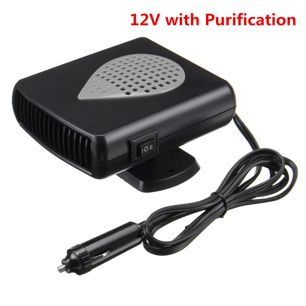 (12V - Upgraded - Gray) 12V 24V Car Auto Portable Electric Heater Warmer Cooling Fan Defroster Demister