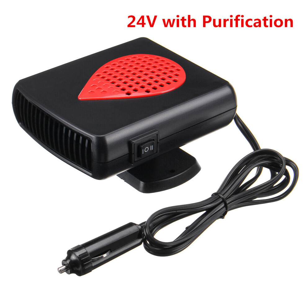 (24V - Upgraded - Red) 12V 24V Car Auto Portable Electric Heater Warmer Cooling Fan Defroster Demister