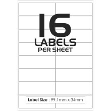 (1000 Sheet) 16 Labels Per A4 Sheet, Self Adhesive Address Mailing Shipping, Postage, Laser & Inkjet Printer