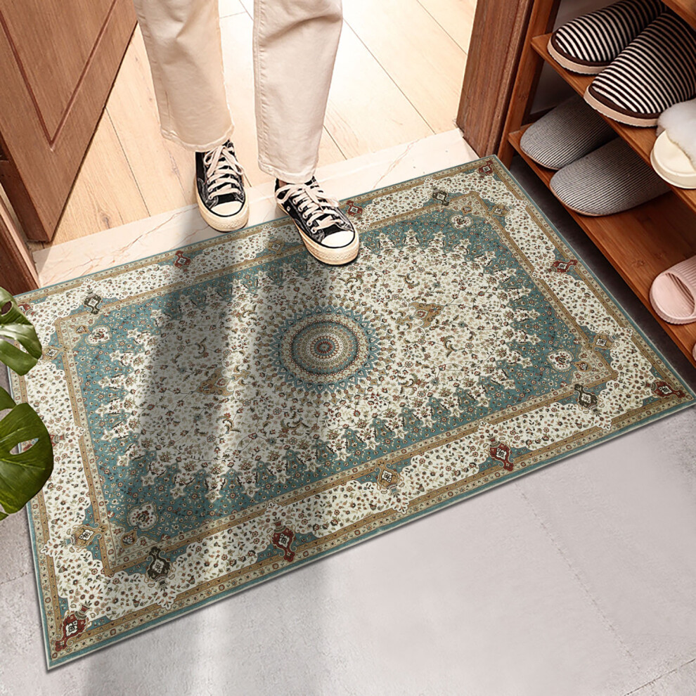 (40 x 60 cm (1 ft. 4 in x 2 ft.), Willow Teal) Non Slip Traditional Rugs Large Living Room Rug Bedroom Carpets