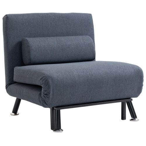 Homcom HOMCOM Folding 5 Position Convertible Sleeper Chair Sofa Bed Dark Grey